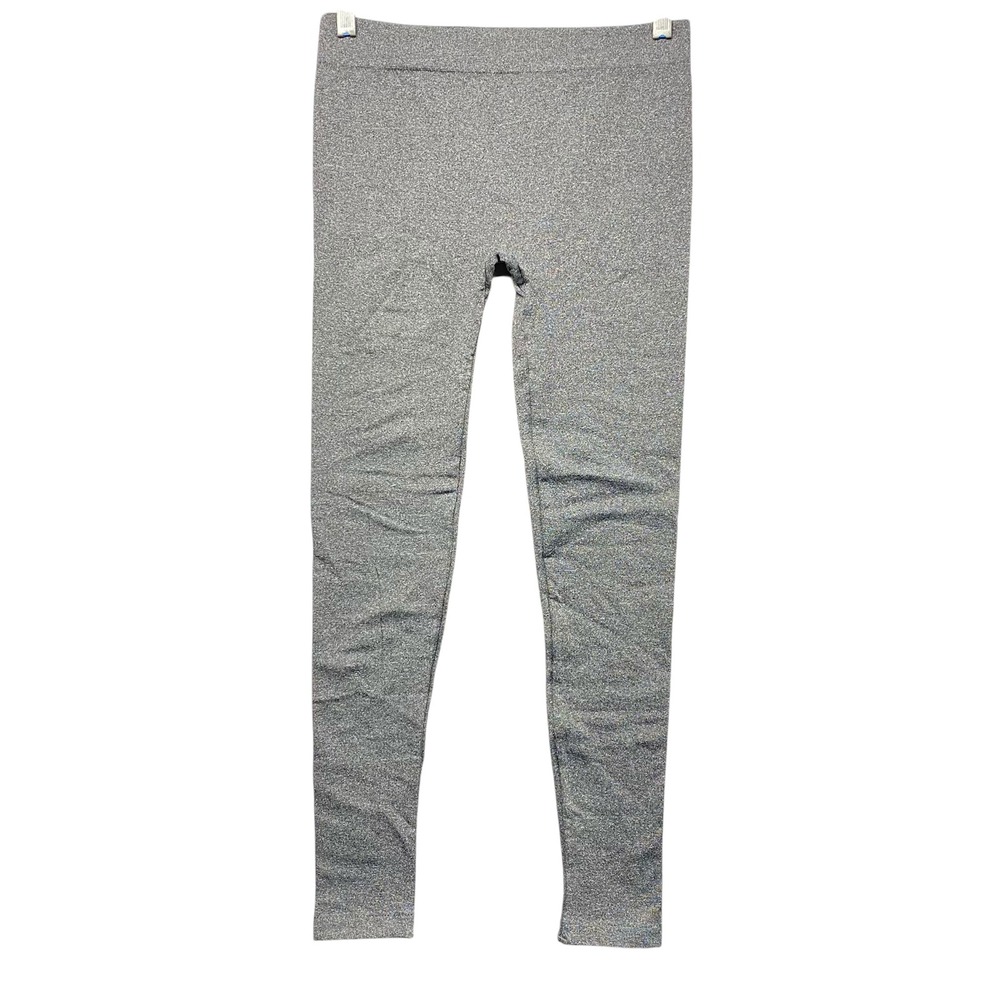 Athletic Seamless Leggings Dark Grey Heathered Stretch Knit Size M L Gym Workout